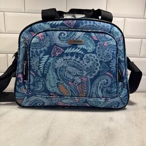 Tag  Ridgefield Blue Paisley Luggage shoulder bag‎ attaches suitcase handle